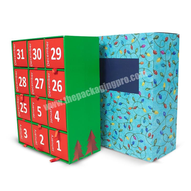 Wholesale luxury drawer countdown cardboard box blank advent calendar packaging cosmetic custom design advent calendar