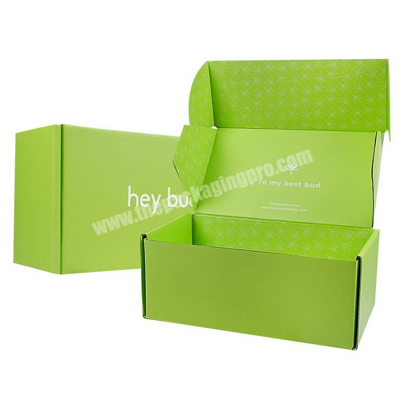 Wholesale luxury exquisite customized  gift  cosmetic corrugated  green shipping packaging box