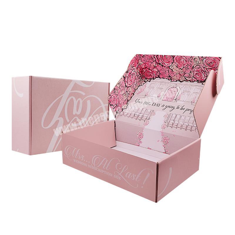 Wholesale luxury exquisite customized  gift  cosmetic corrugated pink shipping packaging box