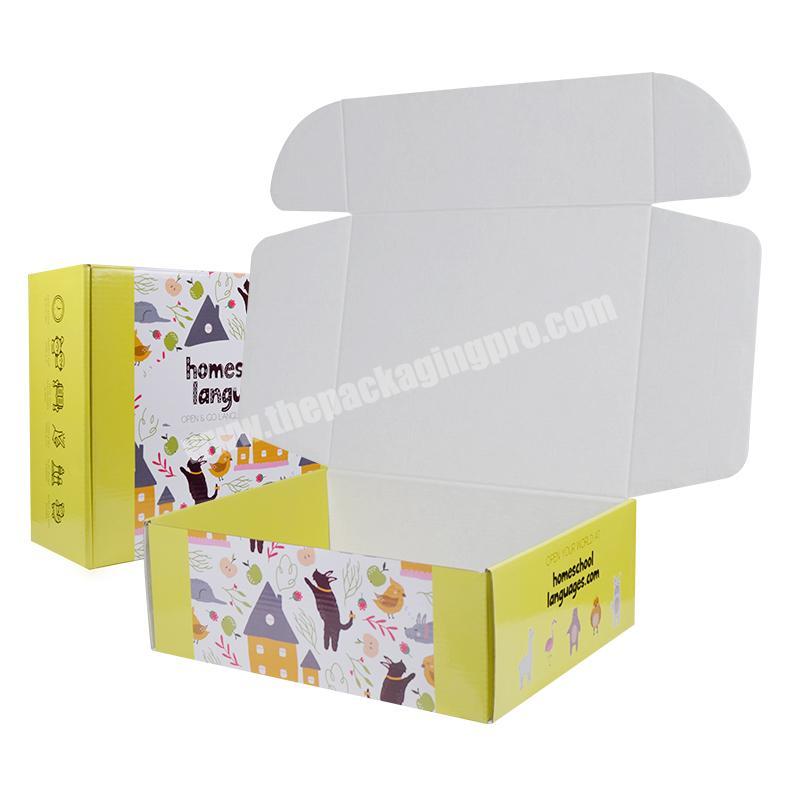 Wholesale luxury exquisite customized  yellow gift  corrugated shipping packaging box with cartoon print
