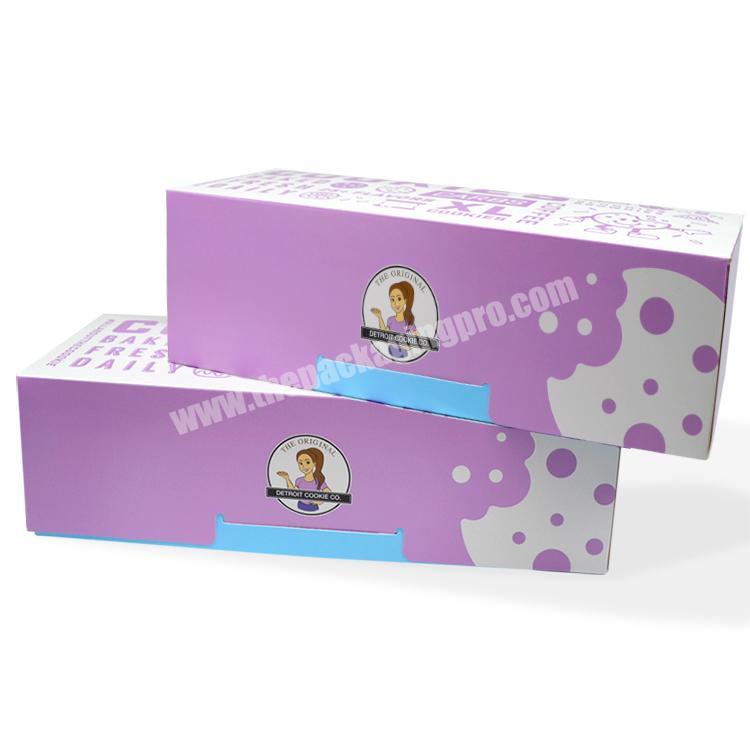 Wholesale recyclable customized blue and purple donut cookie food art paper packaging box