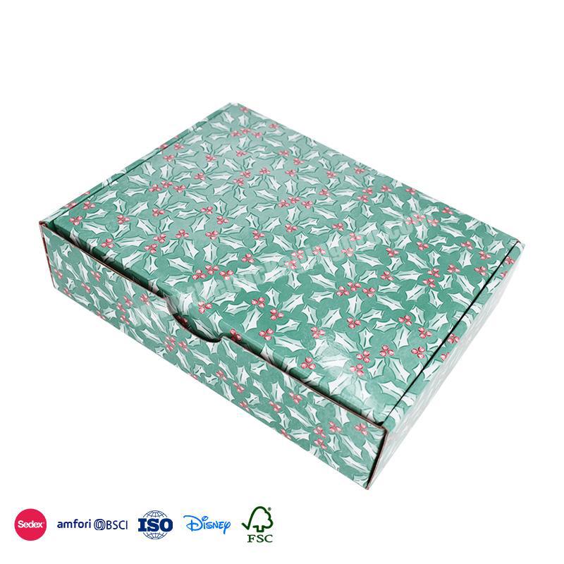World Best Selling Products Green with small floral design inner layer red design corrugated cardboard gift box