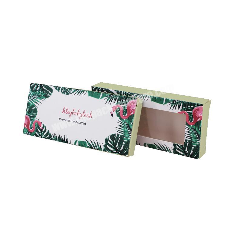 Yilucai 350gsm white card paper custom design eyelash packaging box with PVC window