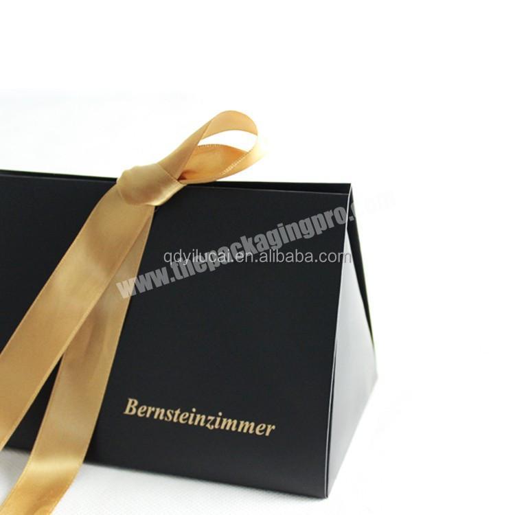 Yilucai Custom Logo Paper Black Jewelry Packaging Box With Gold foil Logo