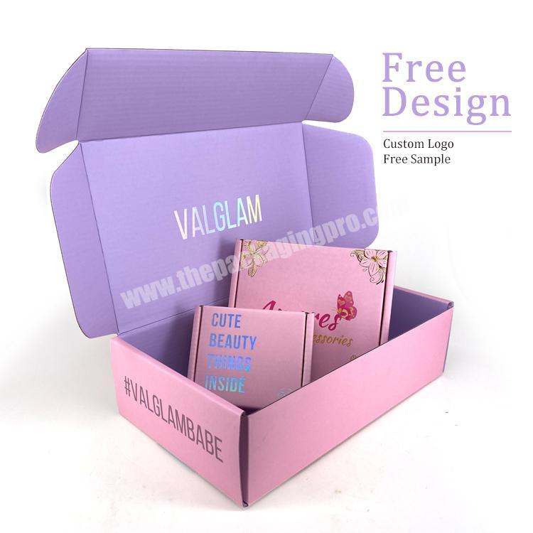 Yilucai Custom Logo Pink Corrugated Shipping Box for Makeup Brush Paper Mailer Packaging Box for Cosmetics