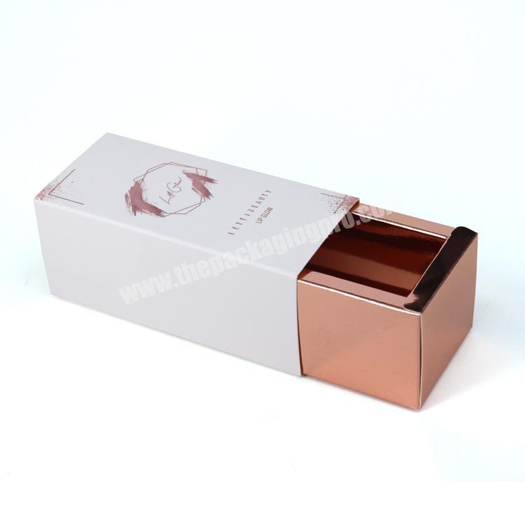 Yilucai Custom Logo Sliding Drawer Rose Gold Stamping Lip Gloss Packaging Box