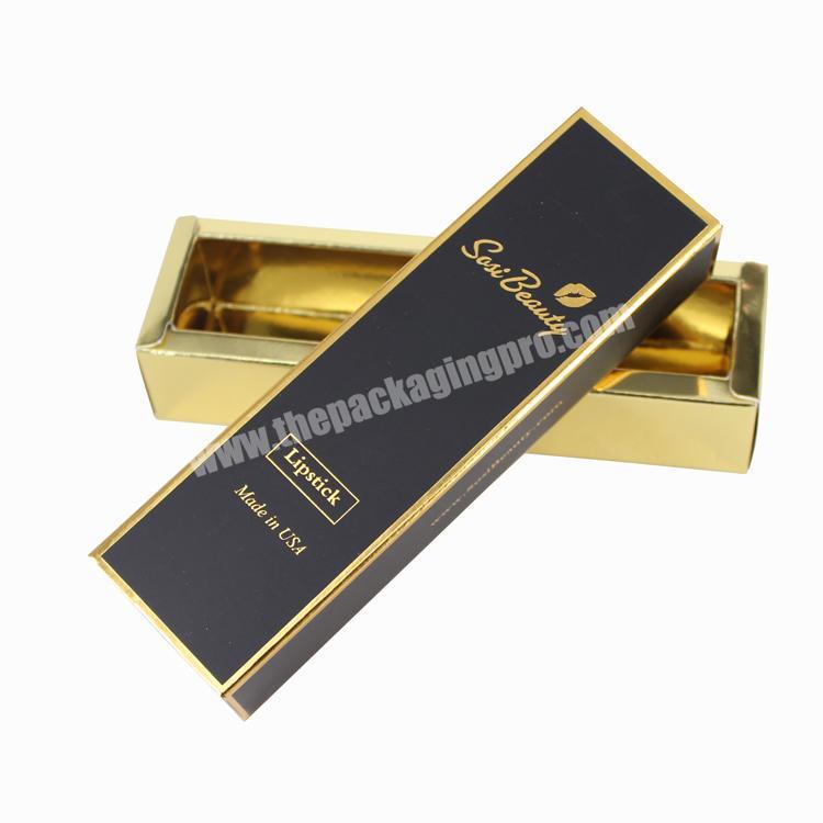 Yilucai Custom Paper Cardboard Empty Black and Gold Liquid Lipstick Gift Packaging Box