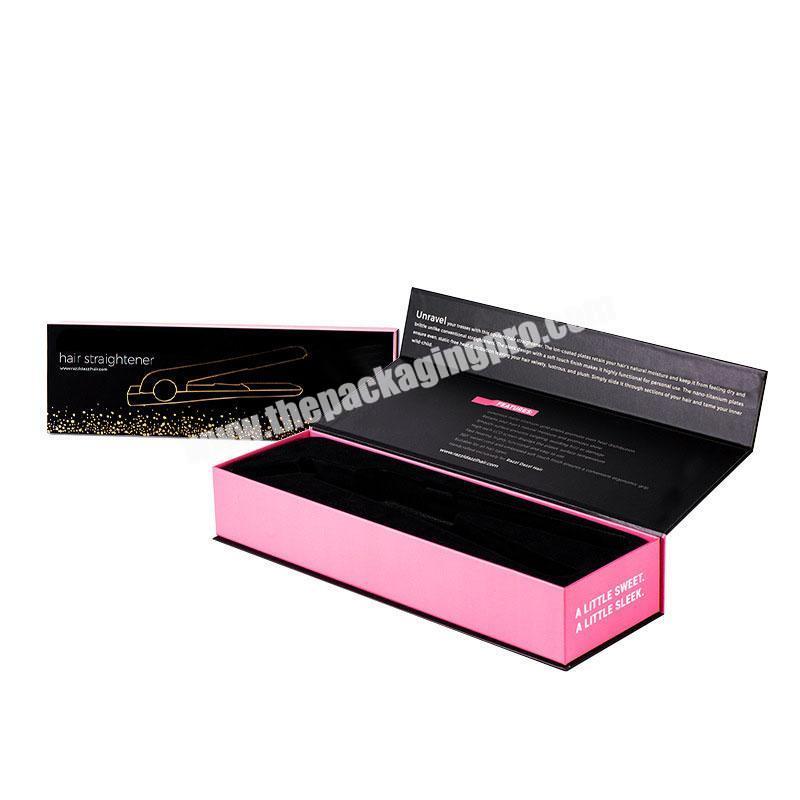 Custom Private Label Rigid Board Gift Flat Iron Hair Straightener Packaging Box
