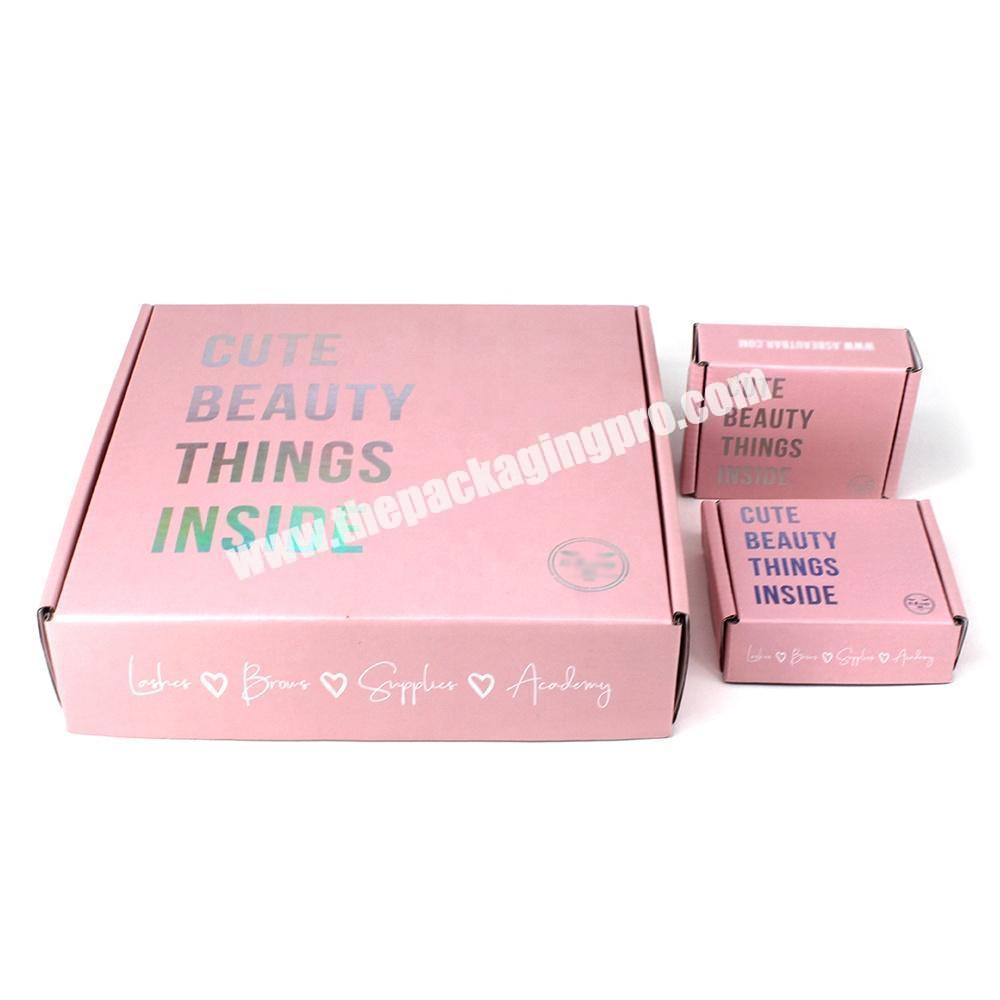 Pink holographic mailer subscription boxes packaging