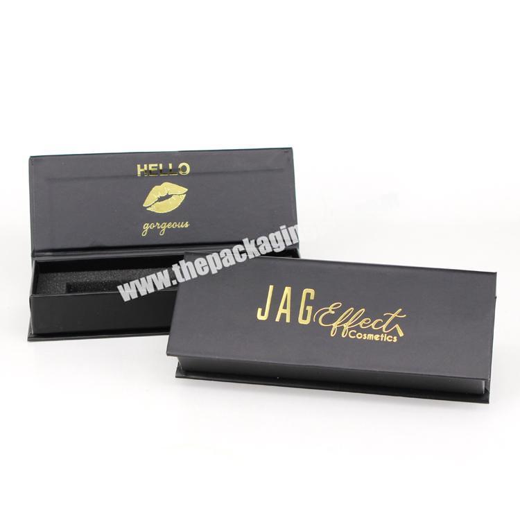 Customized Cardboard Cosmetic Holographic Black Lipstick Box Packaging Lip Gloss Tube Gift Box with Insert