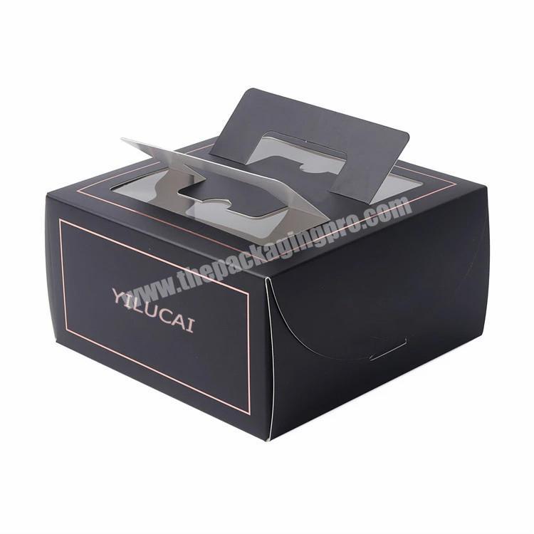 Yilucai  custom logo printed cardboard food box with window cup cake box with handle wholesale