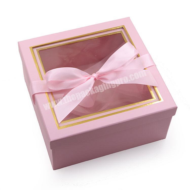 baby pink gift boxes cardboard pink packaging boxes  pink paper box with window