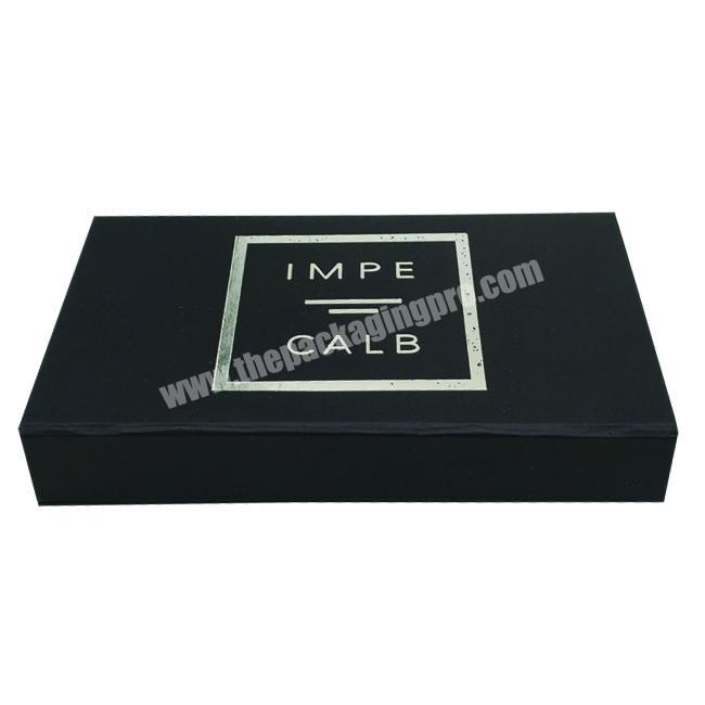 bespoke square jewelry packaging silver foil logo flip closure black luxury magnetic gift box