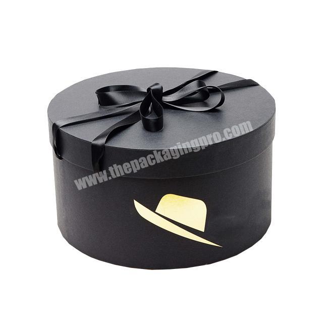 black cylindrical paper gift boxes wholesale luxury round shaped preserved flower florist custom flat pack hat box