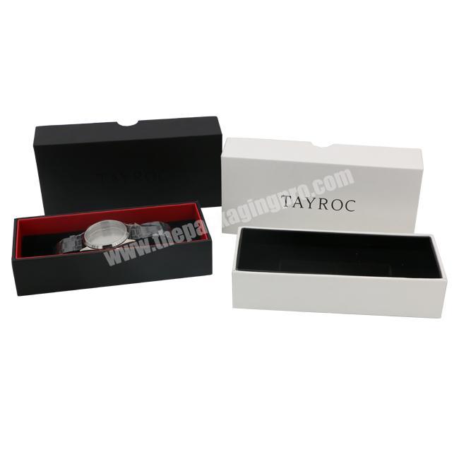 black paper cardboard boxes wholesale leatherette printed custom logo luxury packaging watch display box