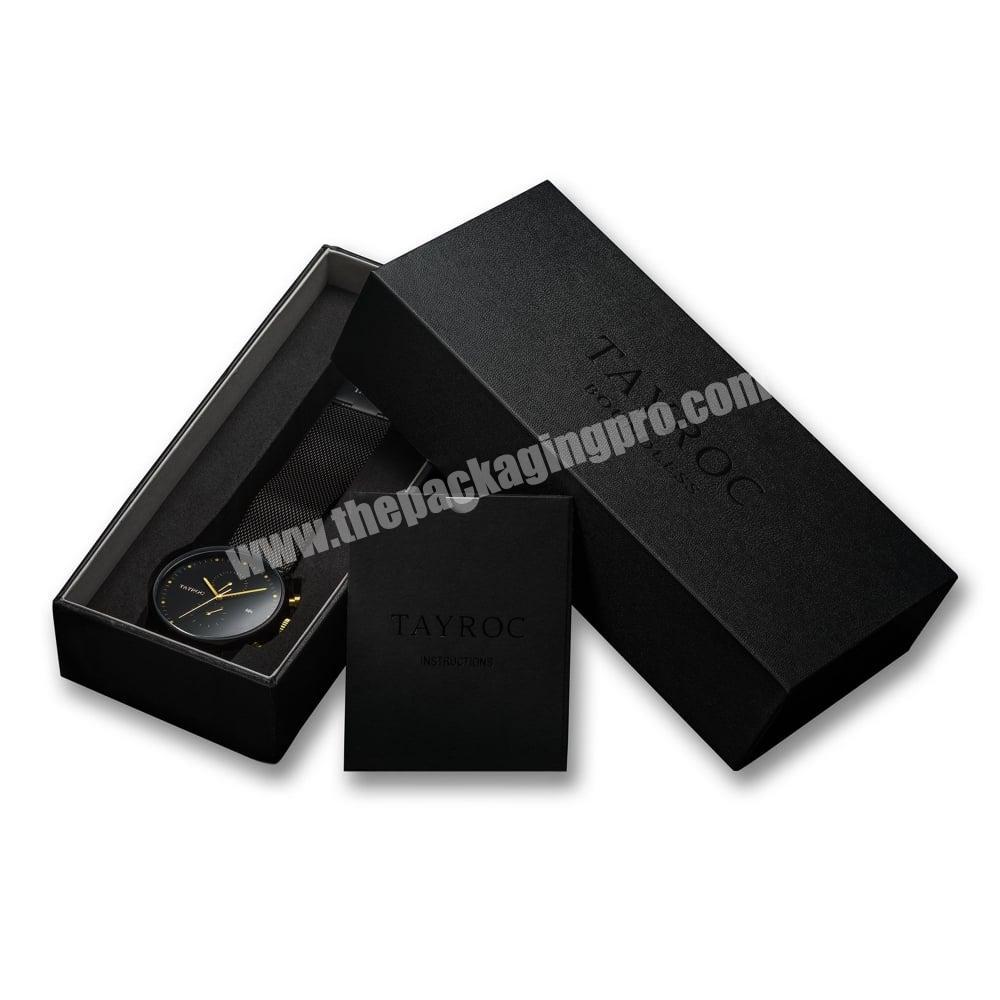 black rigid magnetic closure foam insert luxury display custom logo gift paper watch box