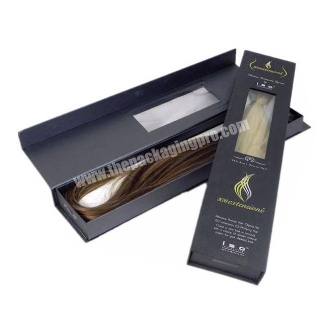 black wholesale custom logo premium luxury cardboard paper gift wig hair extension magnetic packaging box
