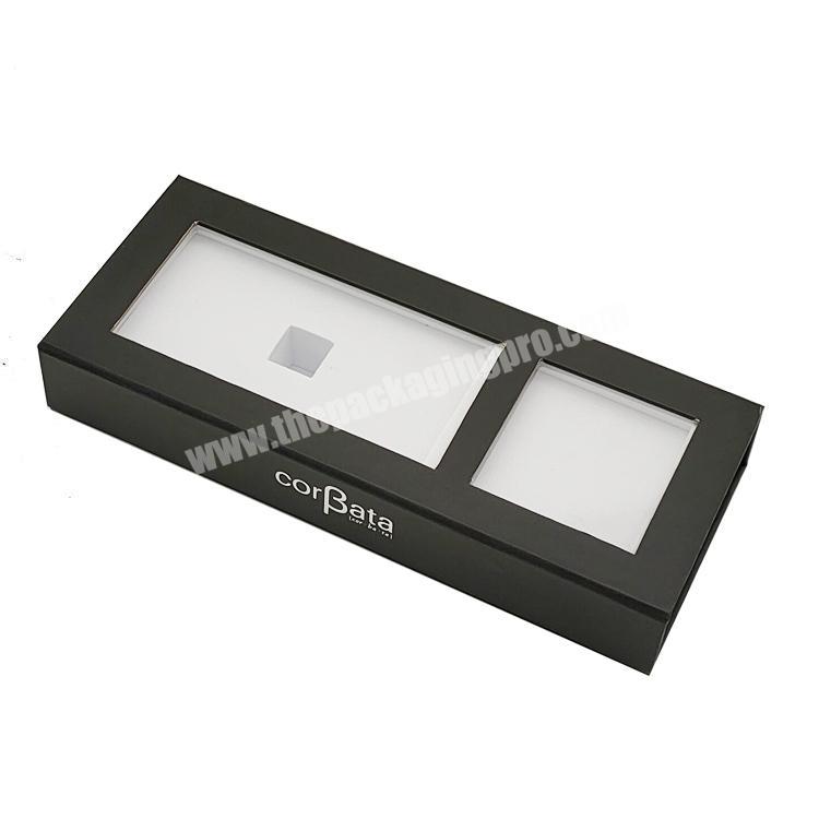 clear window flip top black magnetic closure gift box