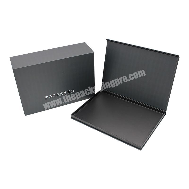 custom Black background cardboard clothing shirt packaging box with ribbon