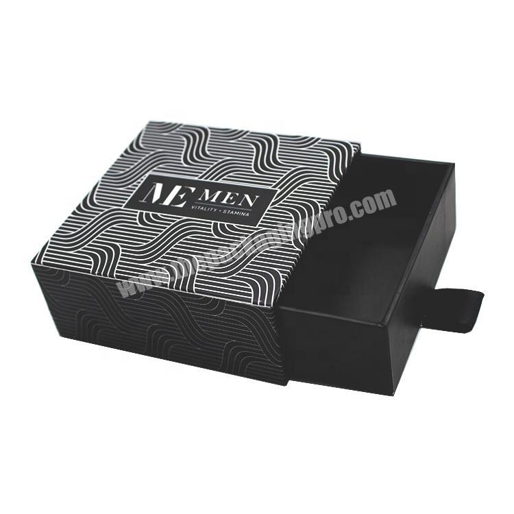 custom black logo hard cardboard drawer slide watch packaging boxes
