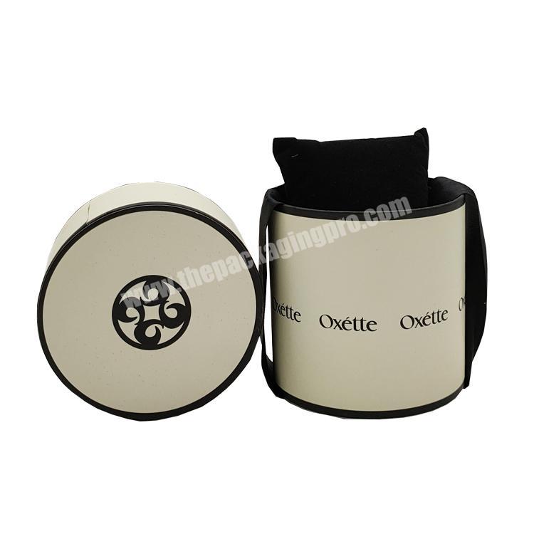custom cylinder black texture paper luxury watch packaging box