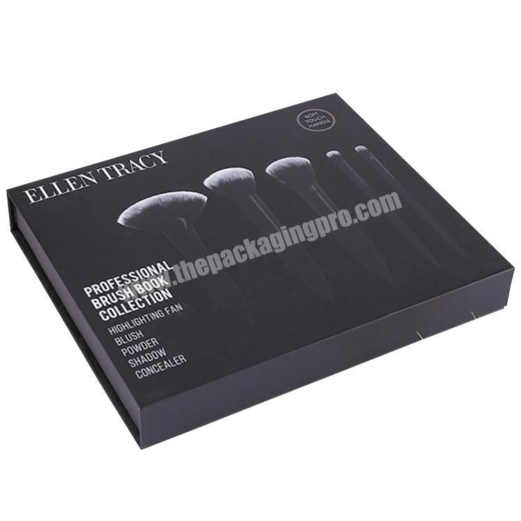 custom design black texture paper brush gift box packaging with insert