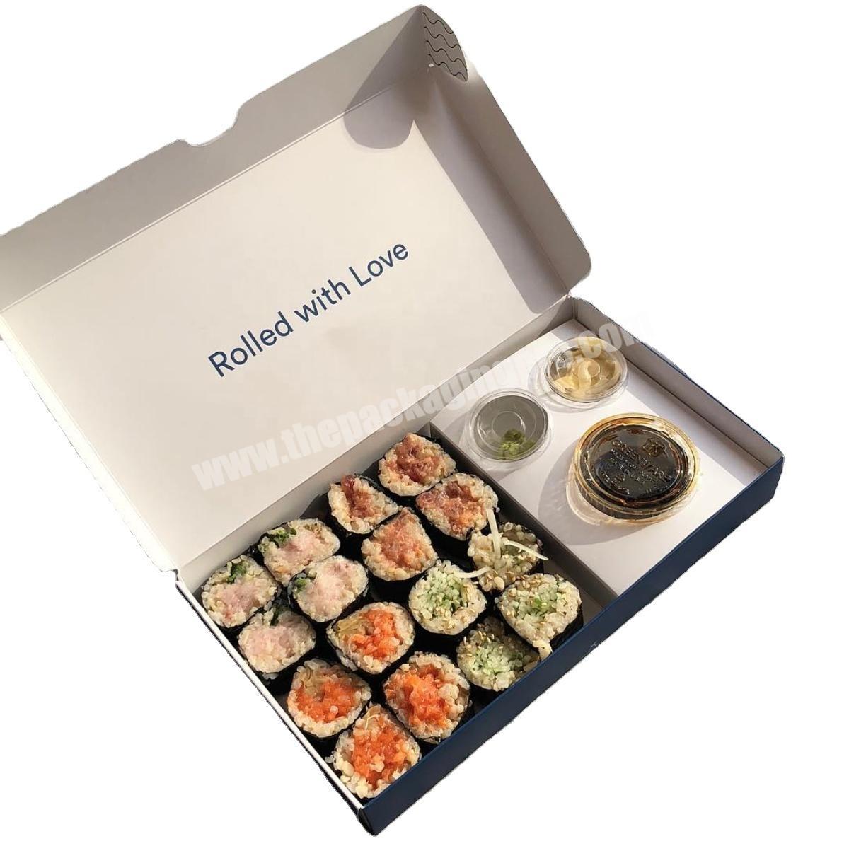 custom disposable biodegradable food grade paper sushi takeaway lunch box Japanese sushi takeout box with divider