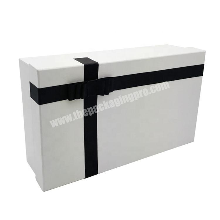 custom hair storage ribbon bow texture paper packaging white gift box with lid