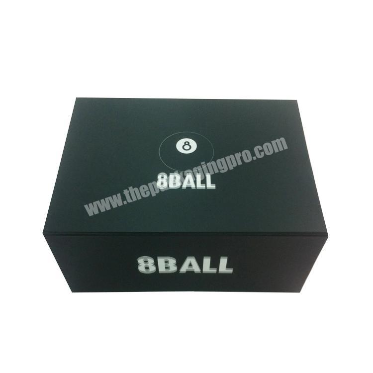 custom logo cardboard paper luxury magnetic matte black foldable gift box packaging