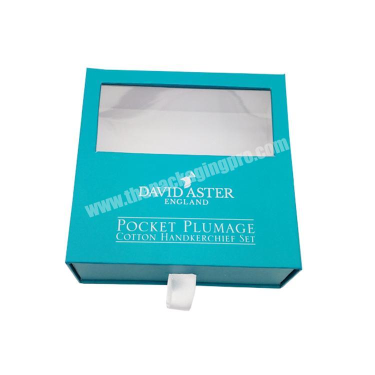 custom logo luxury clear pvc window display clothing scarves paper gift box sleeve packaging