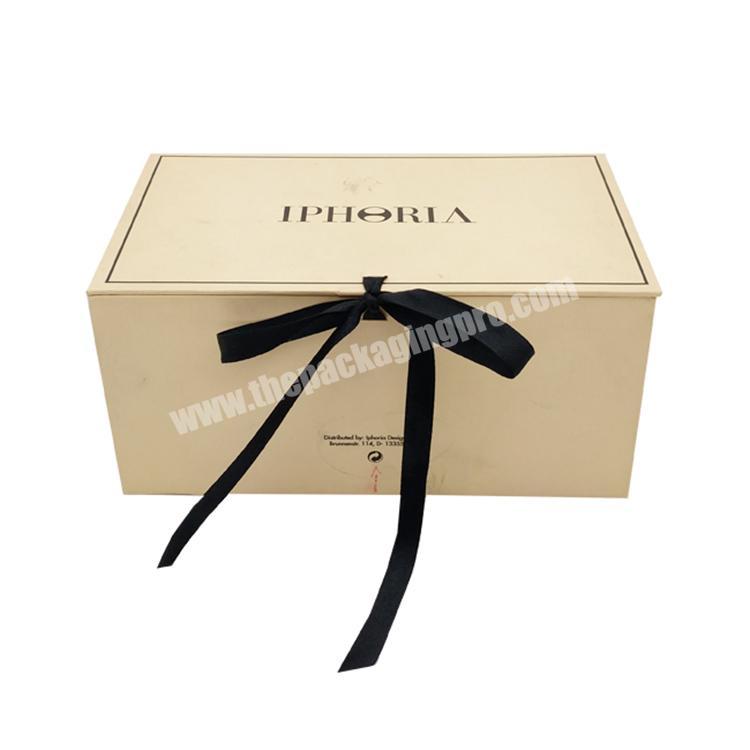 custom logo luxury magnetic closure rigid cardboard paper packaging body powder foldable box with ribbon