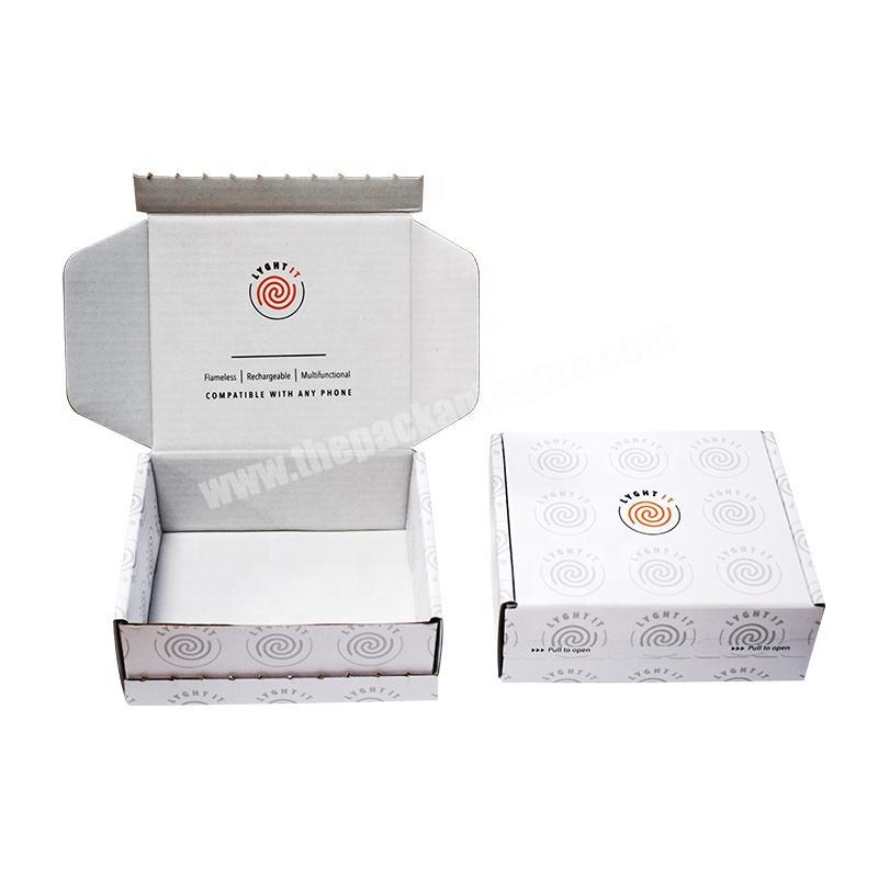 custom logo printed white small lighter paper shipping mailer box packaging with black foam insert