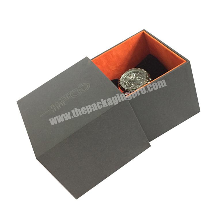 custom luxury gift black cardboard drawer case packaging soft touch logo paper watch box