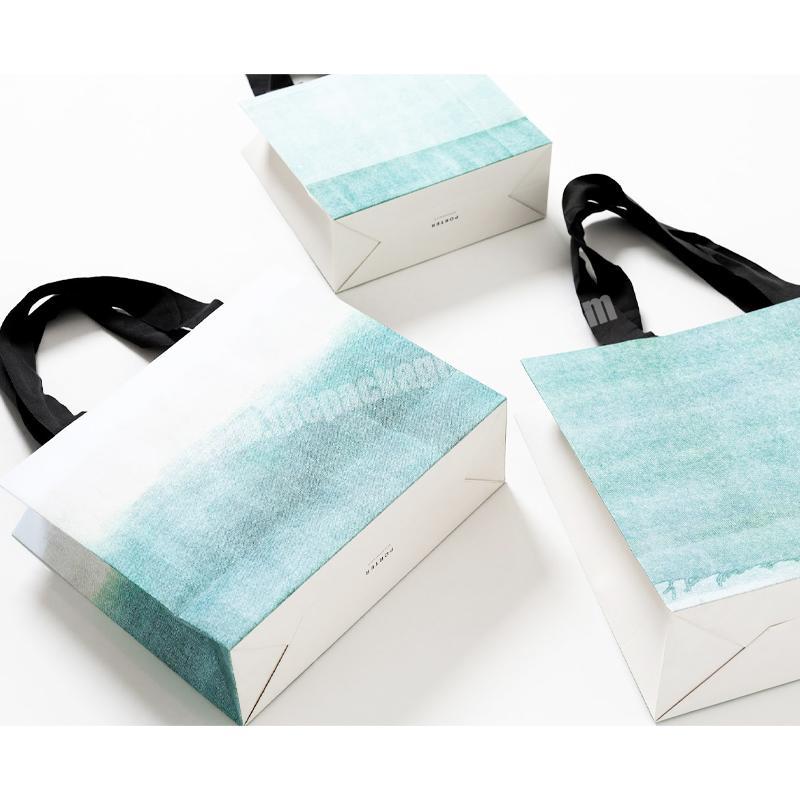 custom packaging mermaid custom shopping paper bags logo printed with ribbon bow tie custom size paper bags