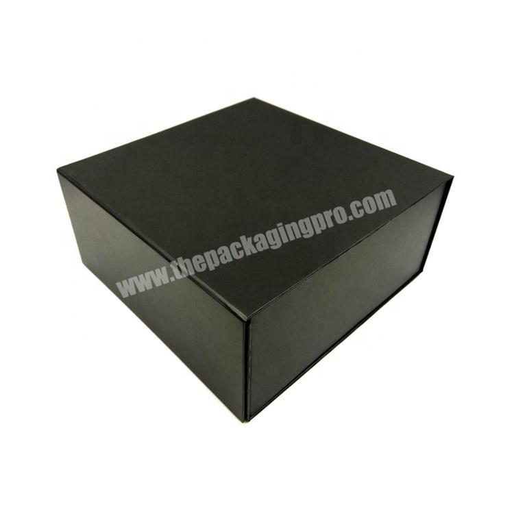custom printed cardboard folding magnet gift box luxury matt black magnetic closure gift box