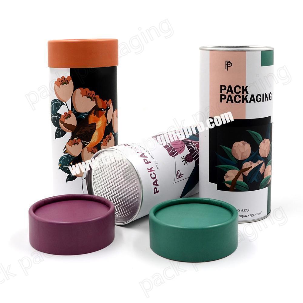 New Eco Biodegradable Food Packaging Custom Printing Paper Tube for Powder Tea Chocolate Food Container with Easy-peel Off Lid
