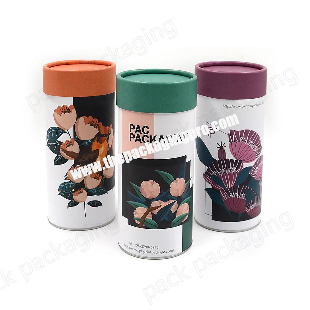 Food Grade Paper Tube Packaging Biodegradable Cardboard Protein Collagen Nutrition Powder Container with Easy Peel Off Lid
