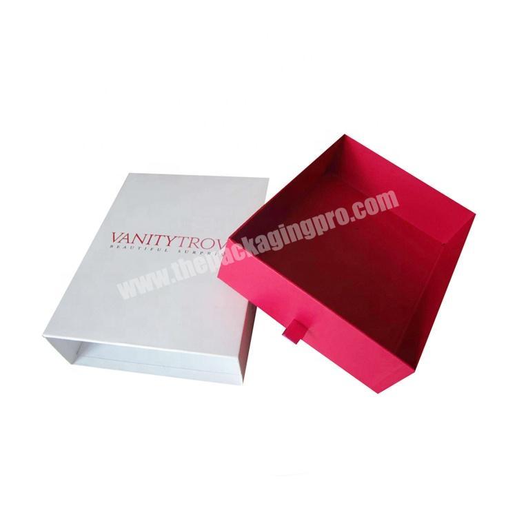 custom rigid paper cosmetic gift cardboard sliding drawer box packaging