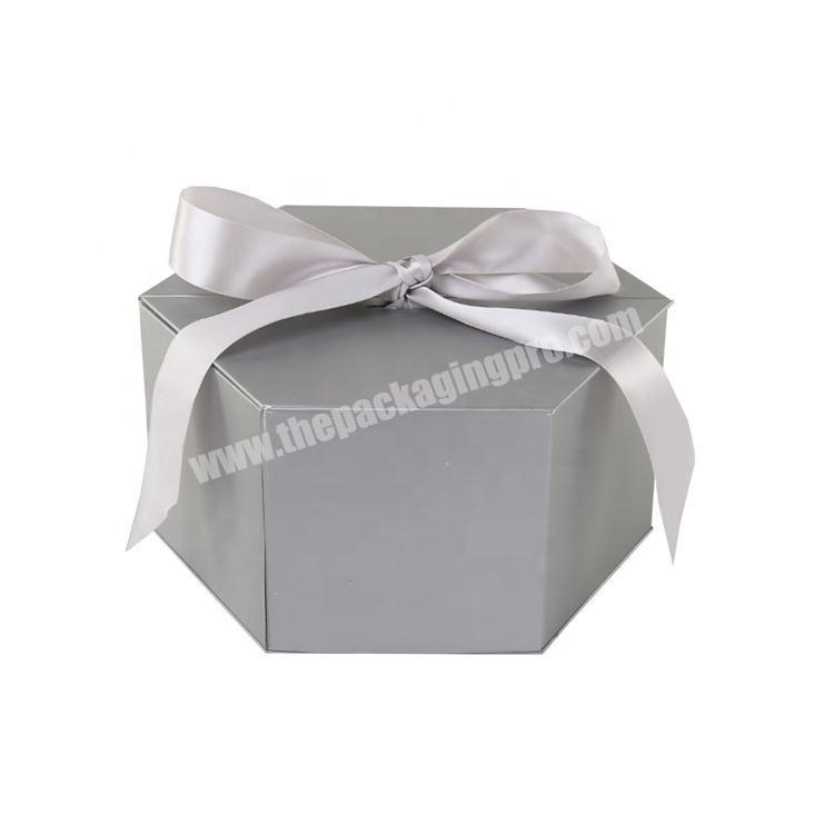 custom silver shiny hexagonal cardboard gift packaging mens belt box