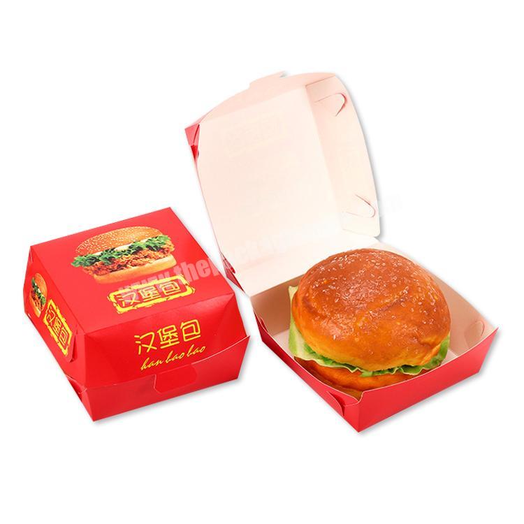 custom wholesale design disposable food box packaging printing kraft paper red hamburger box