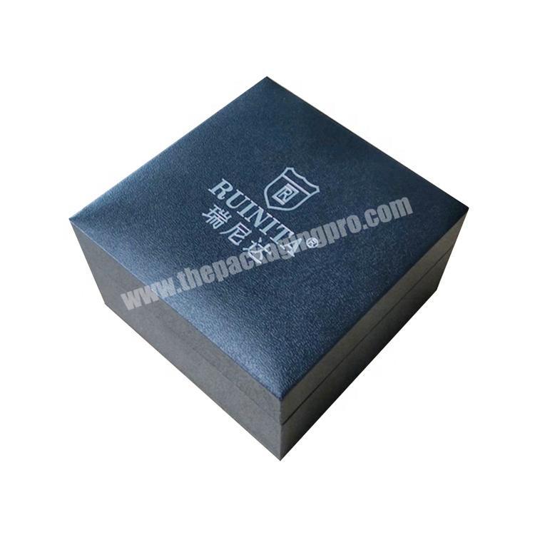 custom wholesale luxury black texture pu leather cardboard packaging paper watch box