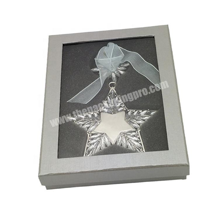 elegant pvc window necklace gift packaging cardboard box with lid