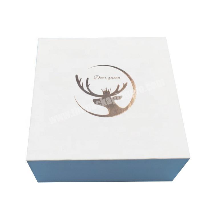 factory white texture paper 2 piece rigid box with gold foil logo