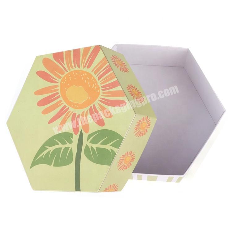 fancy paper custom logo printed gift packaging hexagonal cardboard box