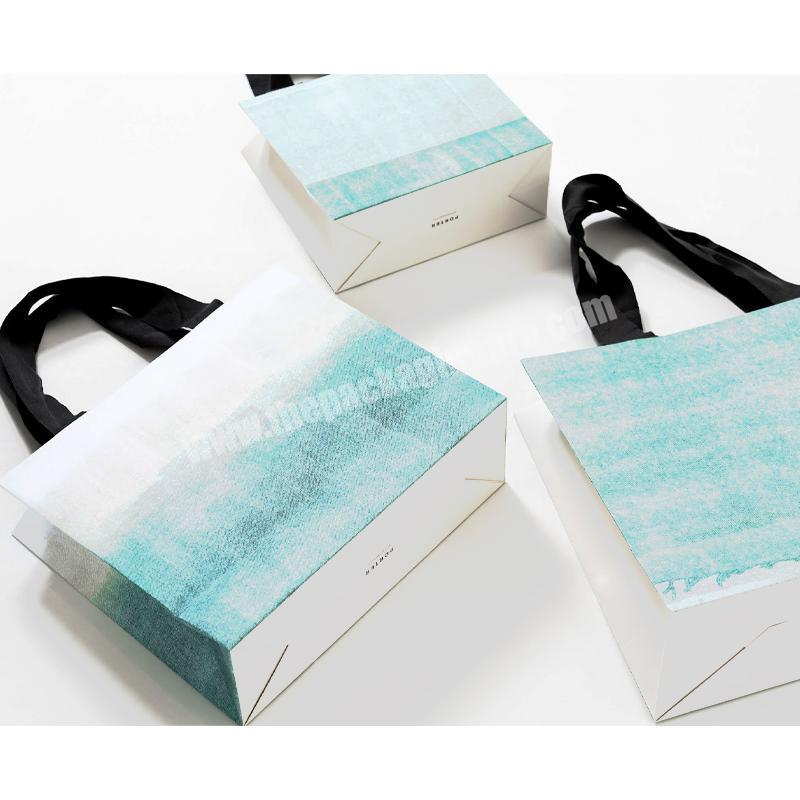 gift bio paper bags printed logo white custom print logo customized paper bags