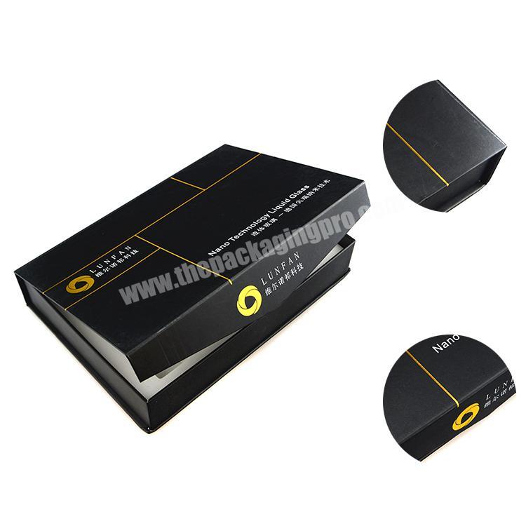 glossy lamination black apparel packaging boxes luxury clothing packaging box.