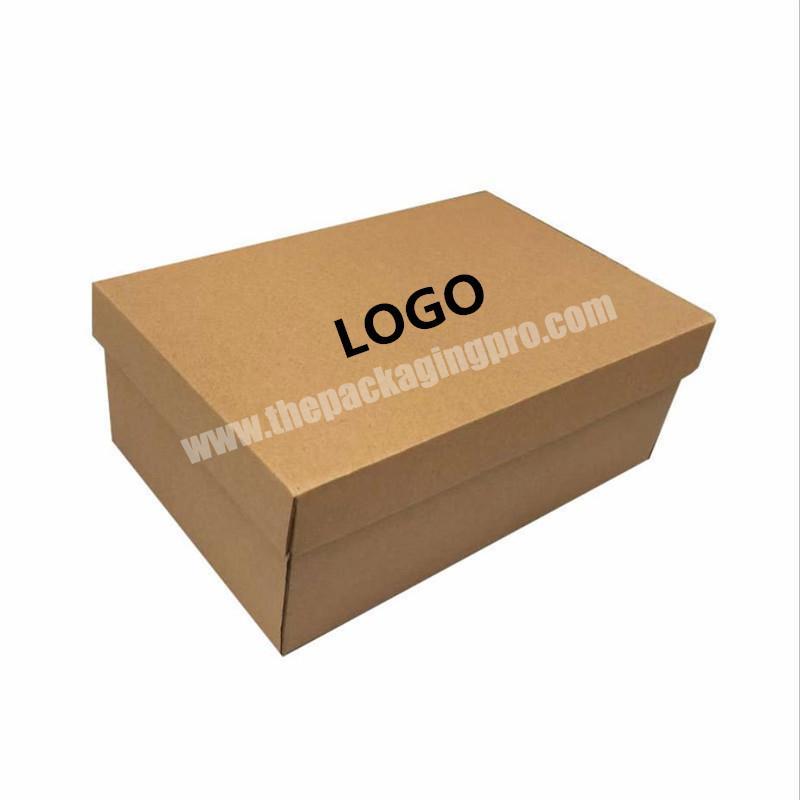 kraft paper low cost foldable custom shoe box packaging with logo