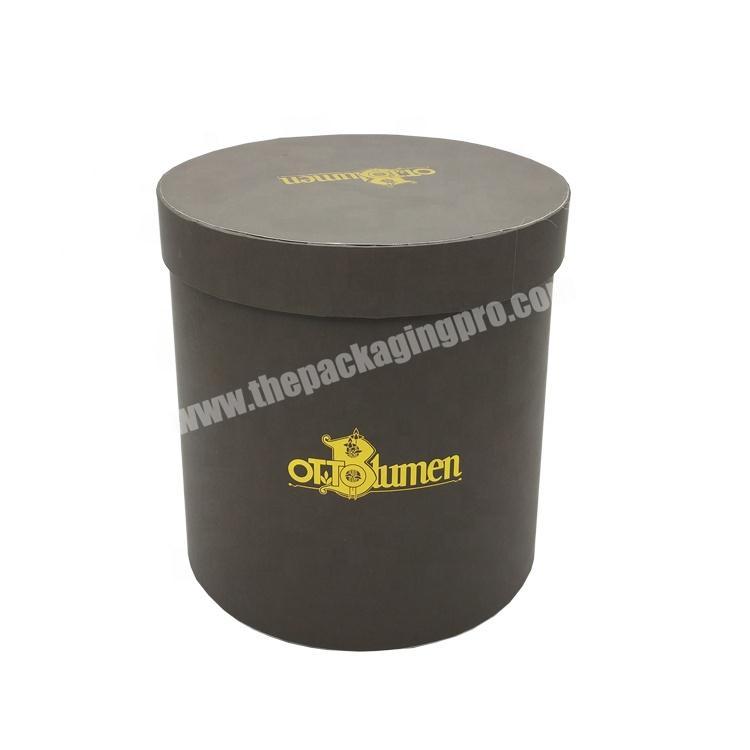 large round cylinder black cardboard paper gift box