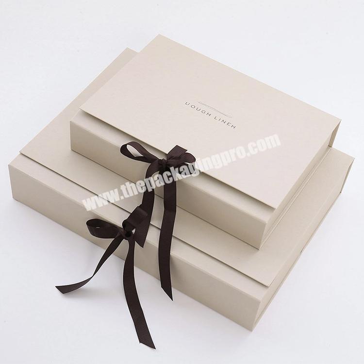 linen cream white Corporate Gift Box Insert Business Employee paper wrapped gift box Custom Made Reusable Gift Box