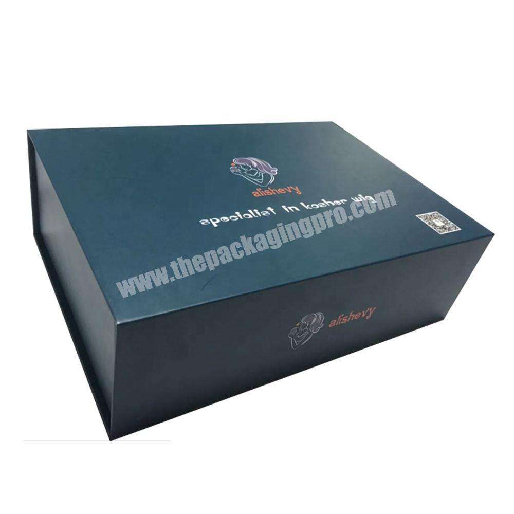 logo custom magnetic weave wig bundle gift rigid matte black paper luxury hair extension packaging box